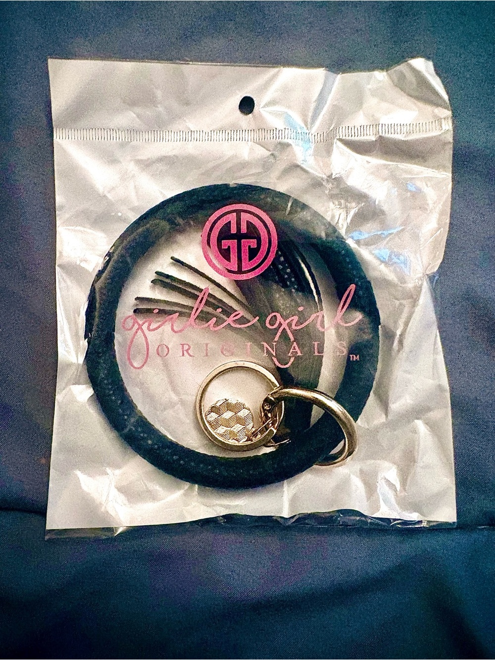 Girlsie Girl Originals Black Wrist Keyring with Gold Charm - Picture 2 of 2